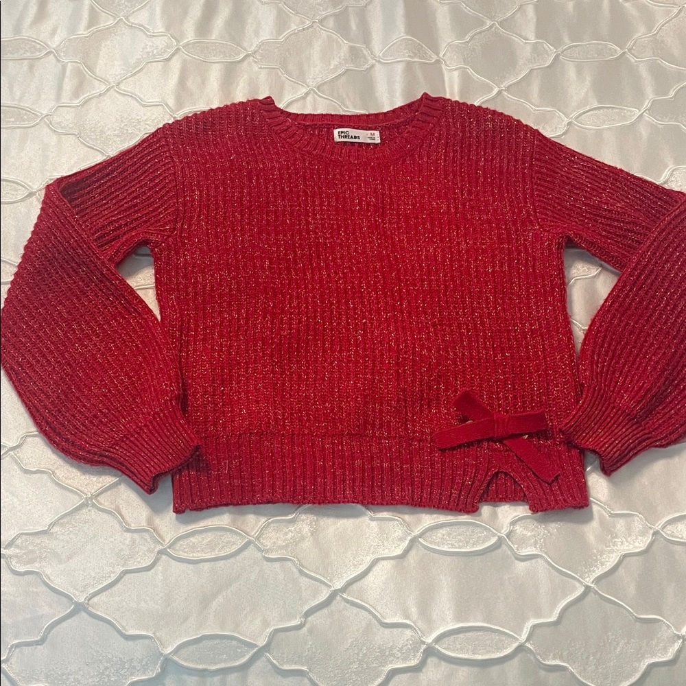 Chic Sparkling Red Knit Sweater